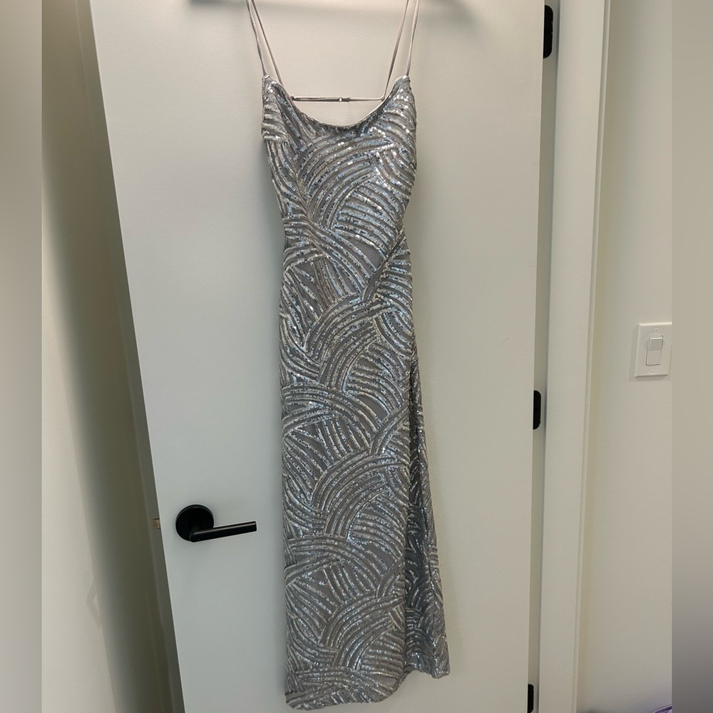 Elegant Silver Sequin Dress